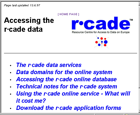 Screenshot of the rcade site