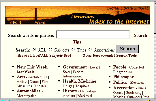 Screenshot of the Berkeley Digital SunSITE