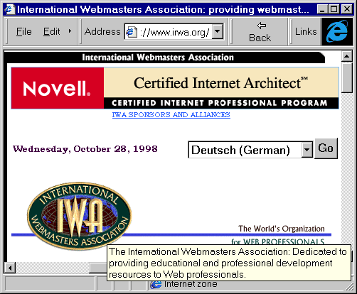 The International Webmasters Association's Home Page