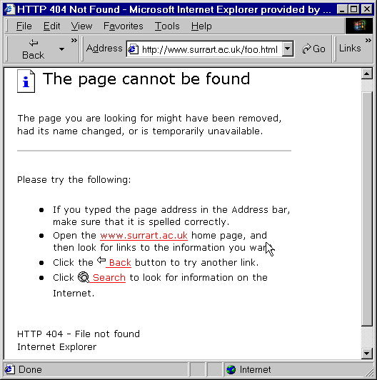 Internet Explorer's client-side error message