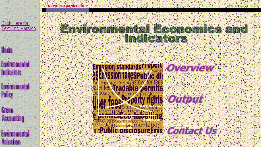 Figure 1: World Bank Environmental Economics and Indicators Unit Homepage