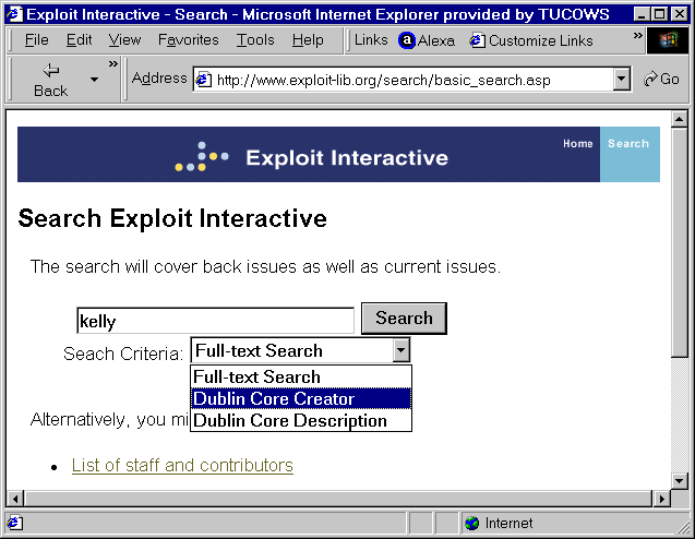 Figure 5: The Exploit Interactive Search Interface