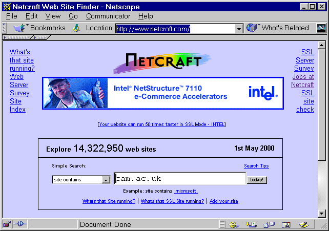 Figure 1: Netcraft interface
