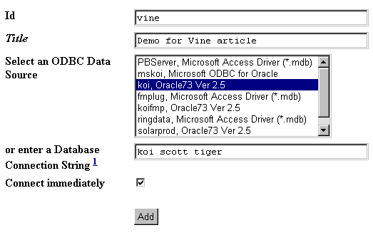 Figure 4: Adding an ODBC Database