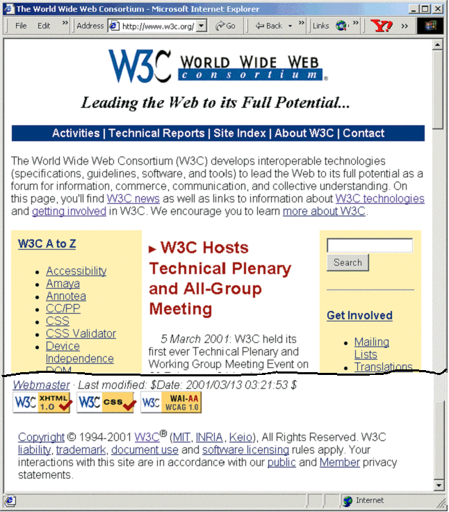 Figure 2: The W3C Web Site