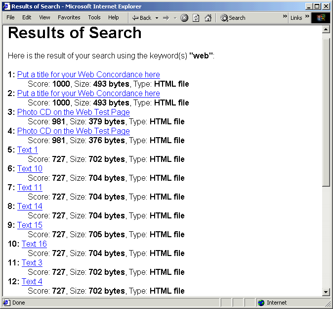 Figure 1: Output From the WAIS Search Engine