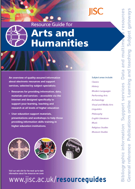 Photo (91KB) : The new look JISC Resource Guide for Arts and Humanities