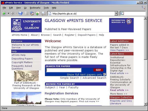 Figure 4 screenshot (70KB): Glasgow EPrints Service