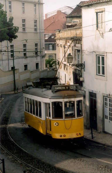 photo (58KB) : Old Tram in an Older Town