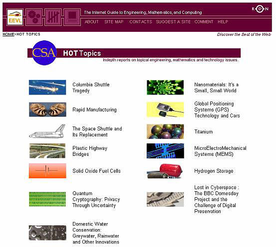 screenshot (57KB) : Figure 1 : Screenshot of the Hot Topics Home Page