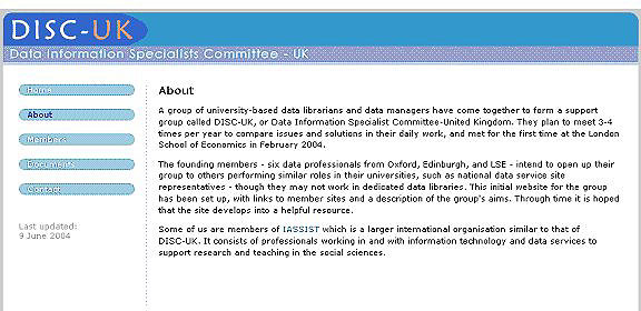 screenshot (47KB) : Figure 2: Screenshot of the DISC-UK Web site 