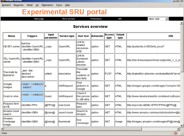 screenshot (58KB) : Figure 1: Overview of simplified service descriptions as an example of a knowledge base. The entries highlighted are used in Figure 4.