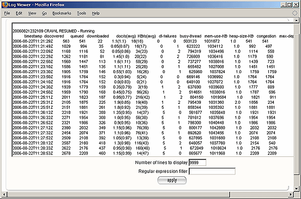 screenshot (65KB) : Figure 6 : Example of a detailed log produced by WCT