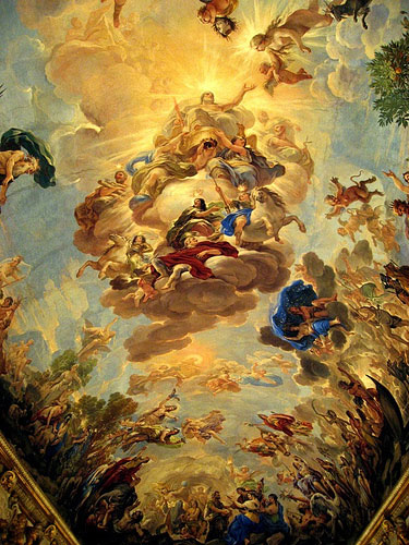 photo (81KB) : Figure 1 : Dinner was held in the splendid Palazzo Medidi-Riccardi. This is a seventeenth-century ceiling by Luca Giordano.