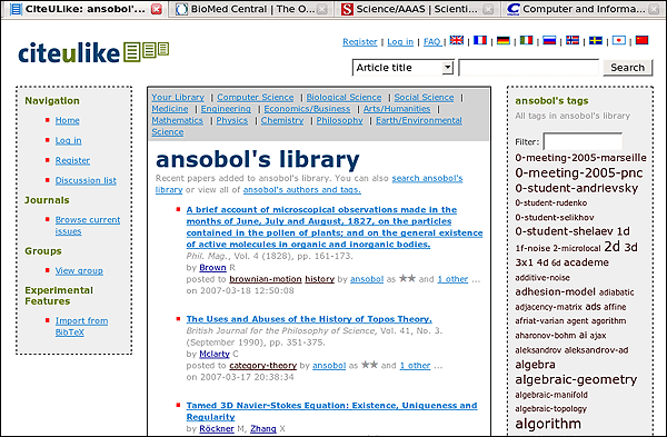 screenshot (65KB) : Figure 4. Browsing a user's library