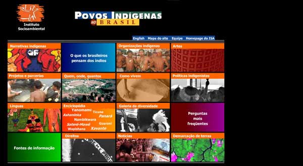 screenshot (31KB) : Indigenous Peoples of Brazil from the Web site of the Socio-environmental Institute