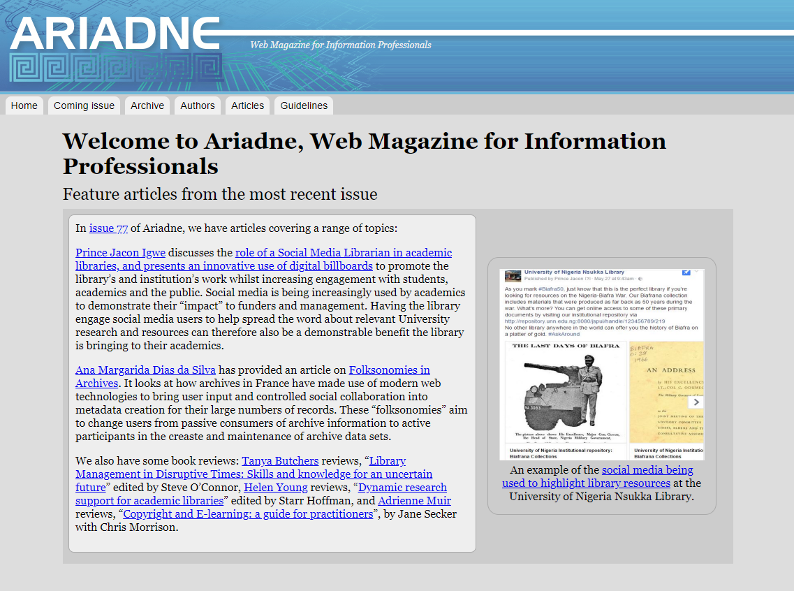 Ariadne Homepage